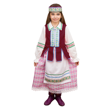 Карнавальный костюм детский Белорусская девочка розовый, р-р 30, комплект