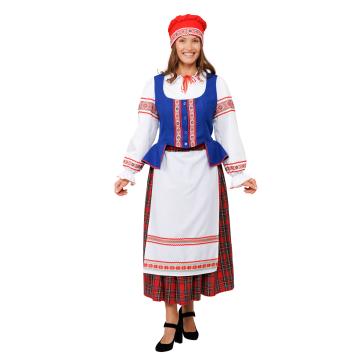 Карнавальное изделие взрослое Белоруска синий  р-р 52