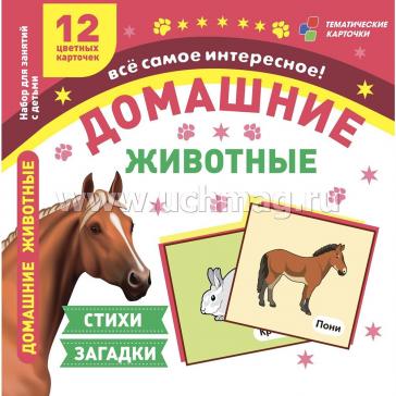  Домашние животные 12 цветных карточек Стихи и загадки Н-227/1