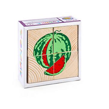 Кубики Сложи рисунок: Фрукты-ягоды  4 детали