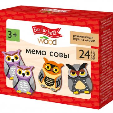 Игра настольная МЕМО Совы 24 фишки в коробке, 05200