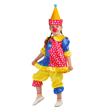 Карнавальный костюм детский Клоунесса Лола желтый р-р 28 комплект