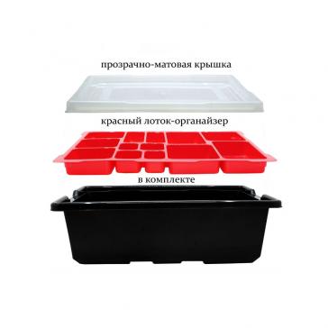 Контейнер черный с крышкой и лотком (420х310х165 см)