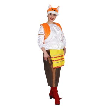 Карнавальный костюм взрослый Лиса-хозяюшка оранжевый р-р 48 комплект