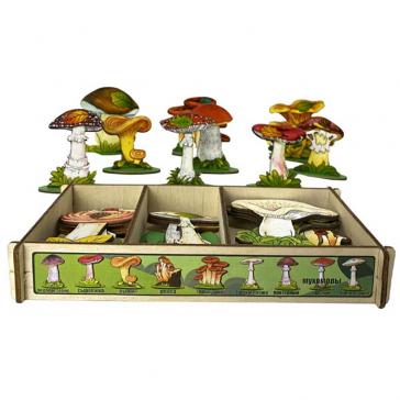 Набор Грибы на подставке в дер коробке 36 дет, 8448