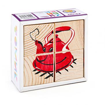 Кубики Сложи рисунок: Посуда 4 детали