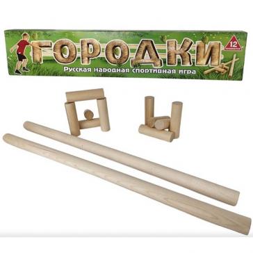 Русская народная игра Городки в коробке дерево 12 элементов 15 фигур 8333