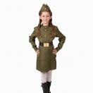 Карнавальный костюм детский Солдатка Победы габардин, хаки, р-р 32 203031-12-32